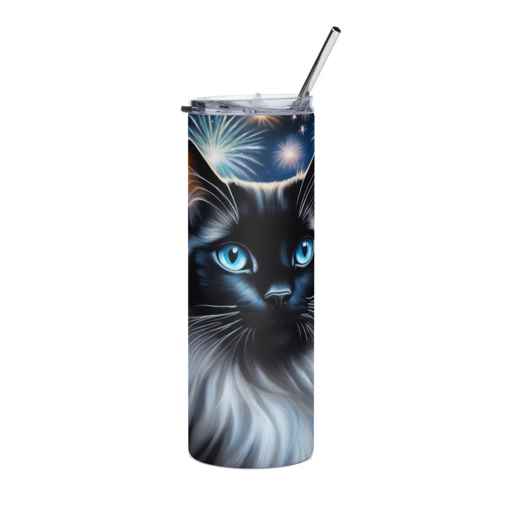 PugMug Custom Black Ragdoll Cat Stainless Steel Tumbler
