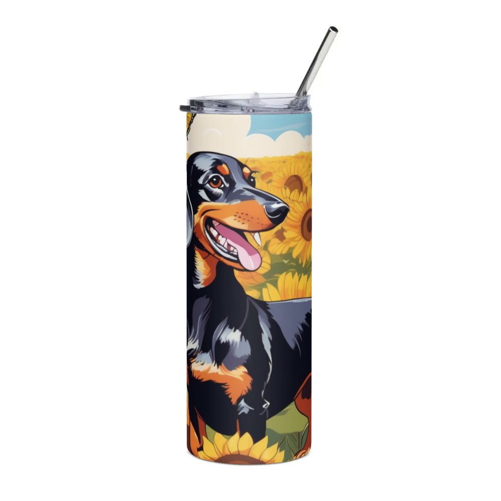 PugMug Custom Black Dachshund Stainless Steel Tumbler
