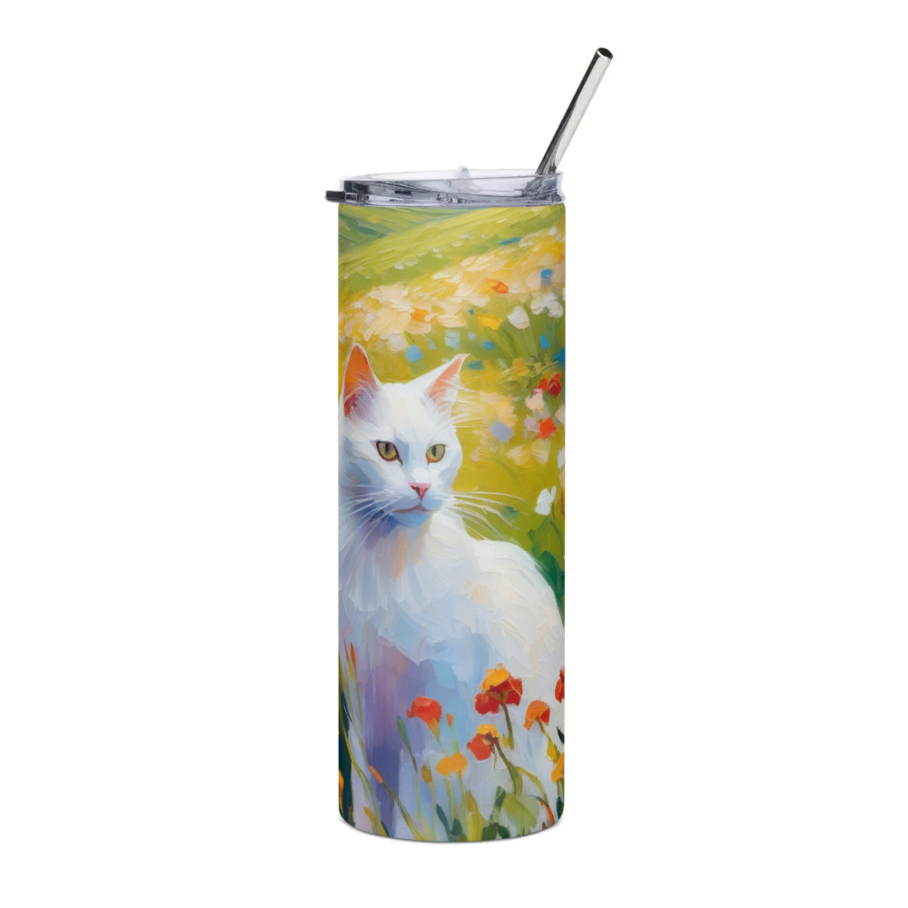 PugMug Custom White Companion Cat Stainless Steel Tumbler