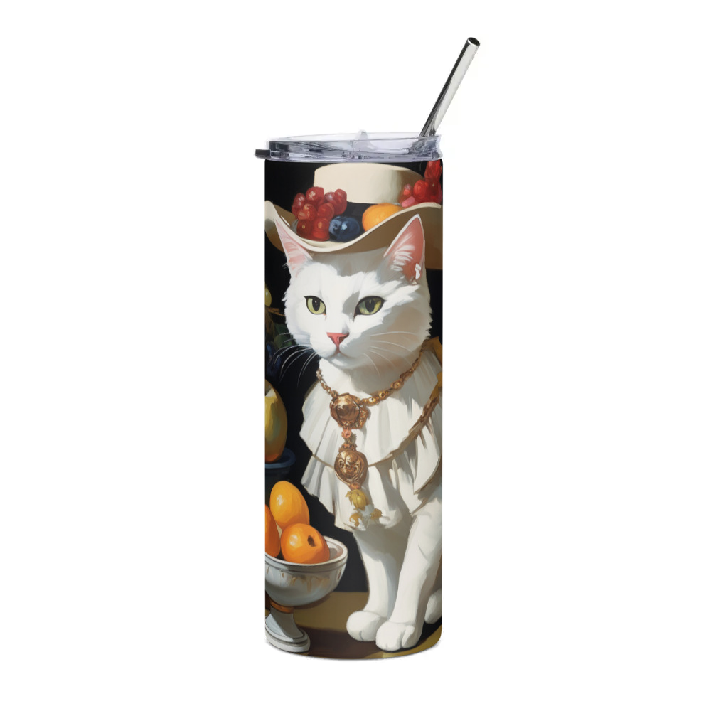PugMug Custom White Companion Cat Stainless Steel Tumbler