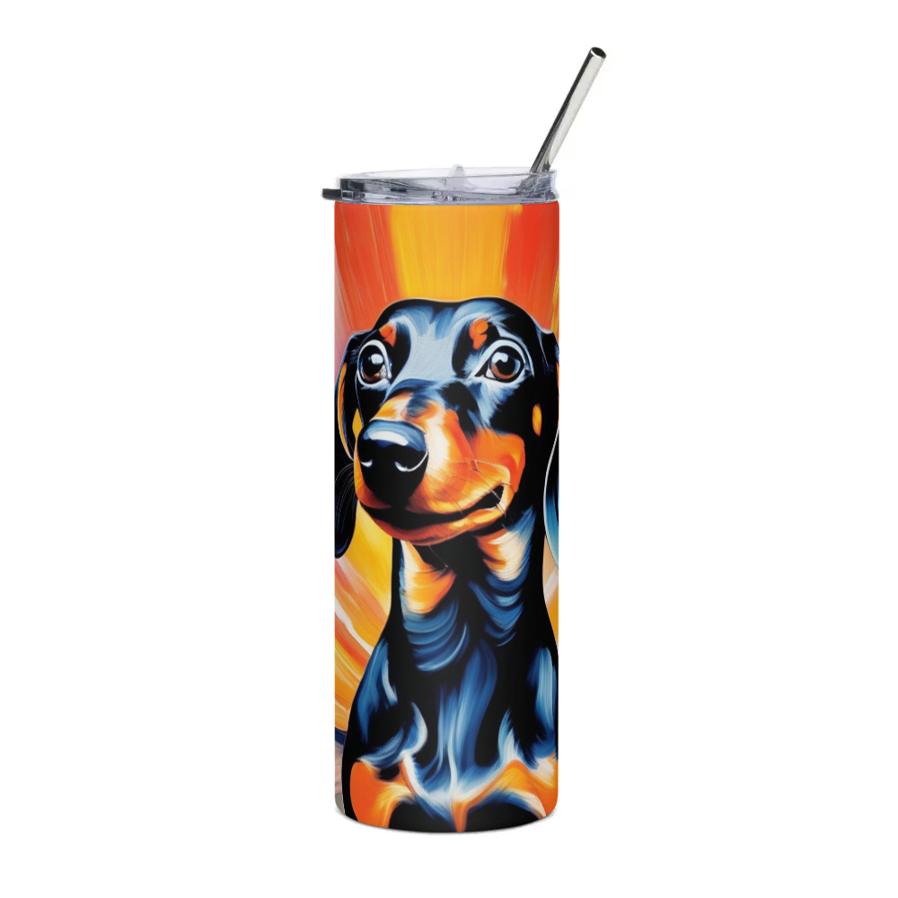 PugMug Custom Black Dachshund Stainless Steel Tumbler