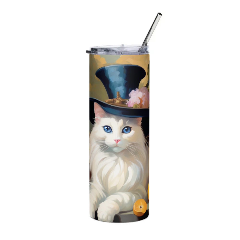 PugMug Custom White Ragdoll Cat Stainless Steel Tumbler