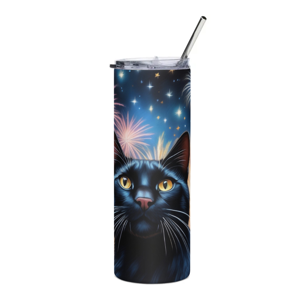 PugMug Custom Black Exotic Cat Stainless Steel Tumbler