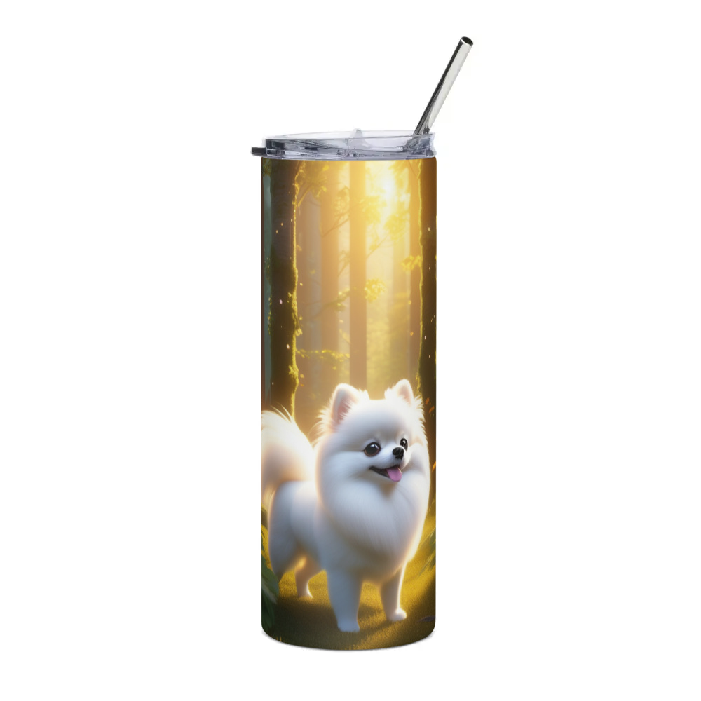 PugMug Custom White Pomeranian Stainless Steel Tumbler