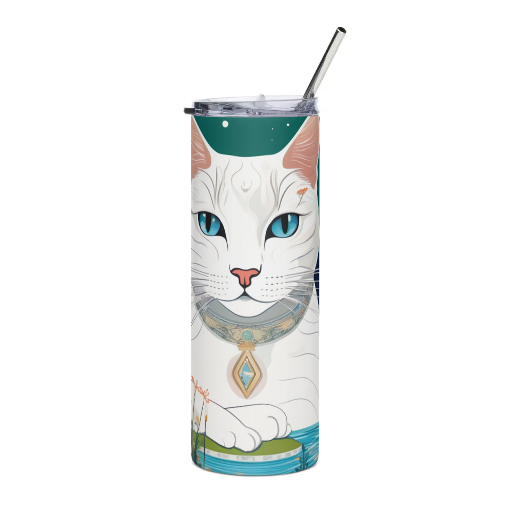 PugMug Custom White Companion Cat Stainless Steel Tumbler