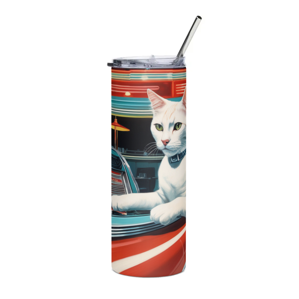PugMug Custom White Companion Cat Stainless Steel Tumbler
