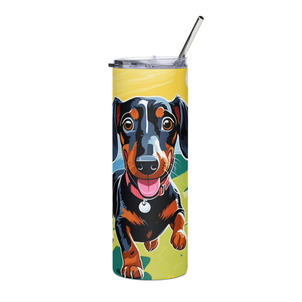 PugMug Custom Black Dachshund Stainless Steel Tumbler