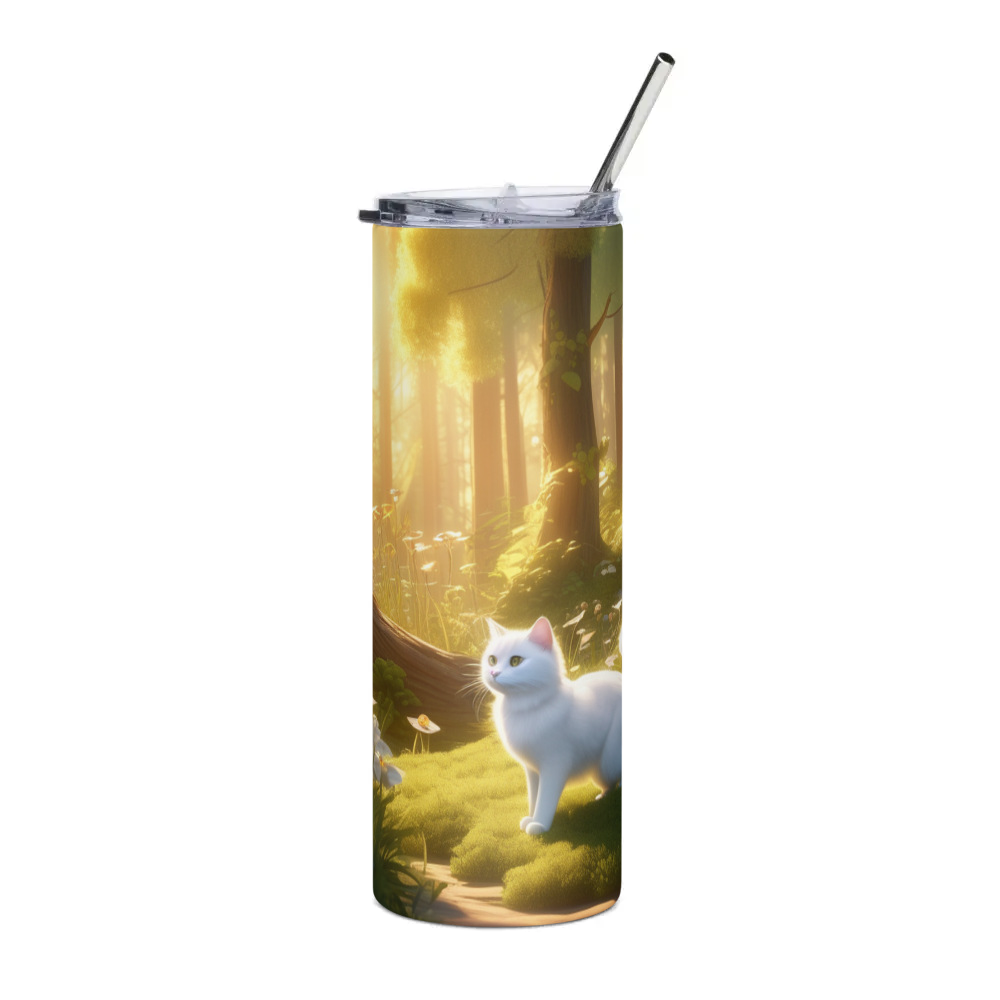 PugMug Custom White Companion Cat Stainless Steel Tumbler