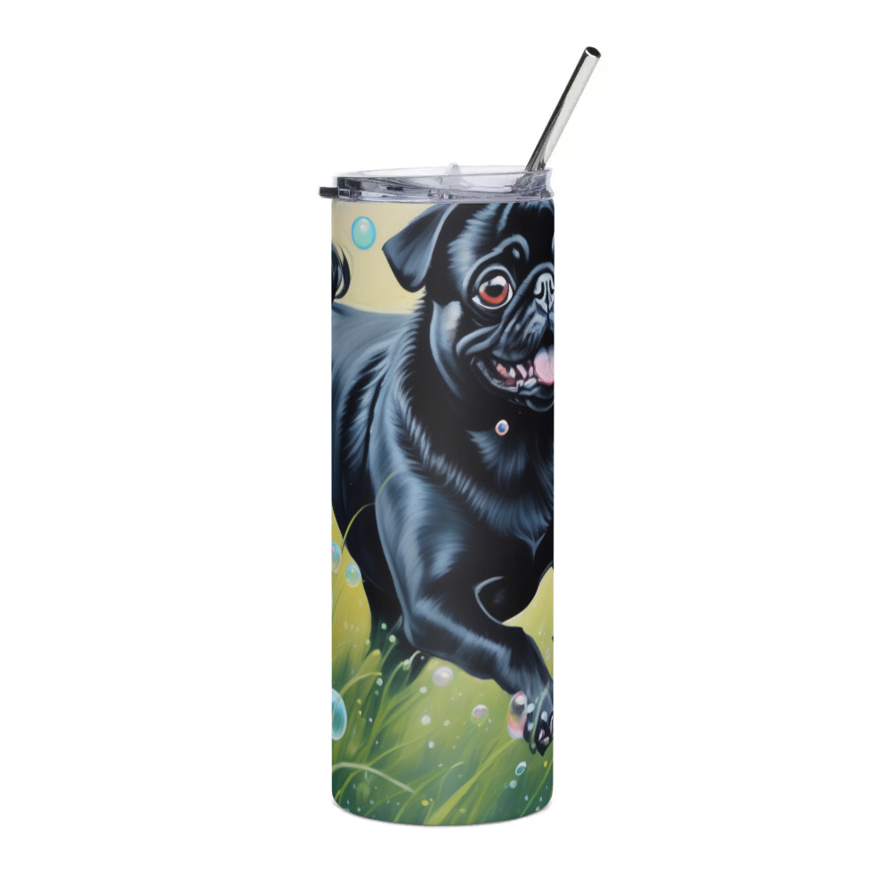 PugMug Custom Black Pug Stainless Steel Tumbler