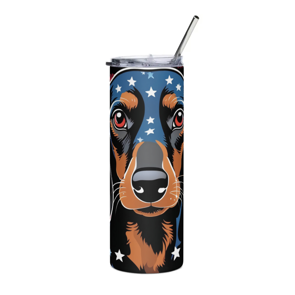 PugMug Custom Black Dachshund Stainless Steel Tumbler