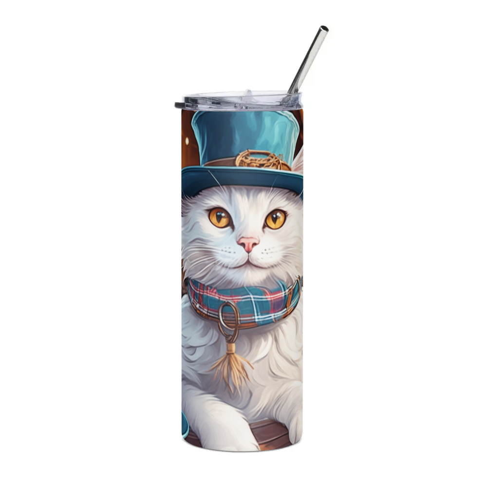 PugMug Custom White Companion Cat Stainless Steel Tumbler