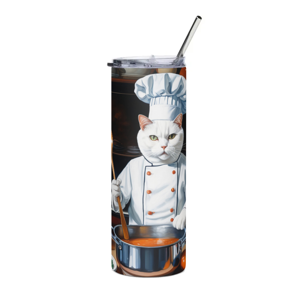 PugMug Custom White Companion Cat Stainless Steel Tumbler
