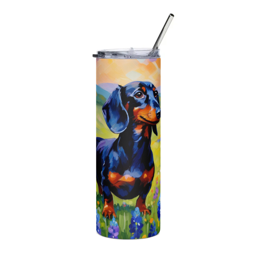 PugMug Custom Black Dachshund Stainless Steel Tumbler