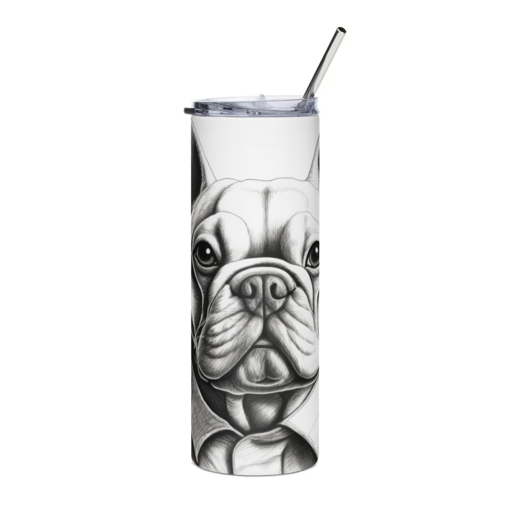 PugMug Custom White French Bulldog Stainless Steel Tumbler