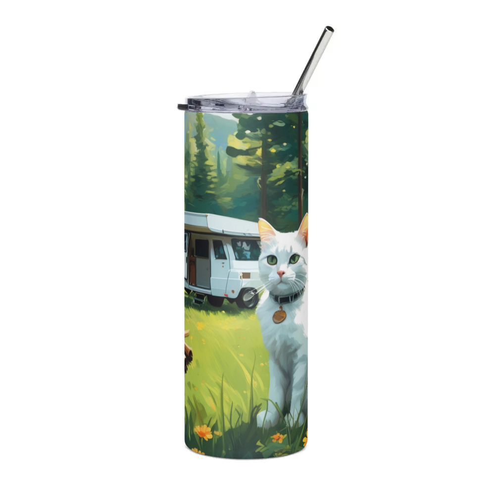 PugMug Custom White Companion Cat Stainless Steel Tumbler