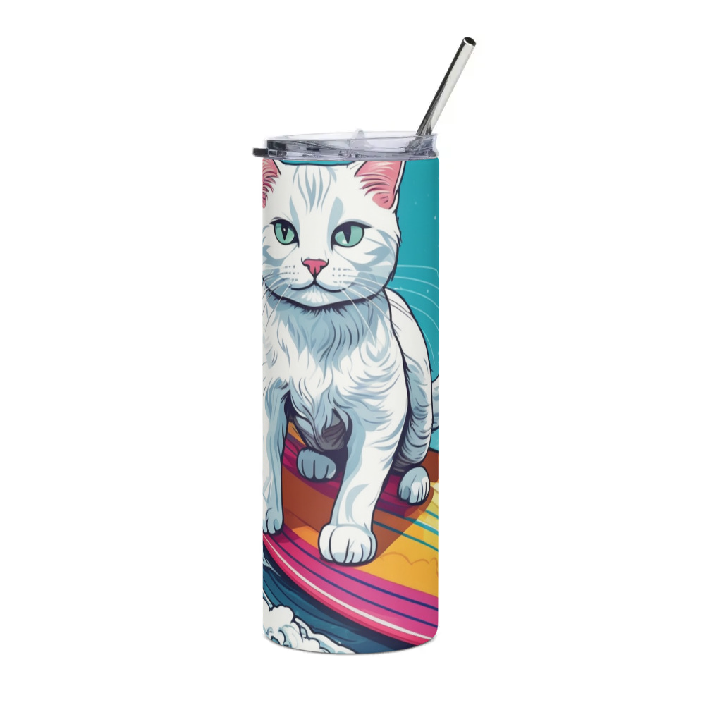 PugMug Custom White Companion Cat Stainless Steel Tumbler