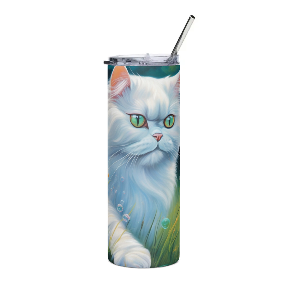PugMug Custom White Persian Cat Stainless Steel Tumbler