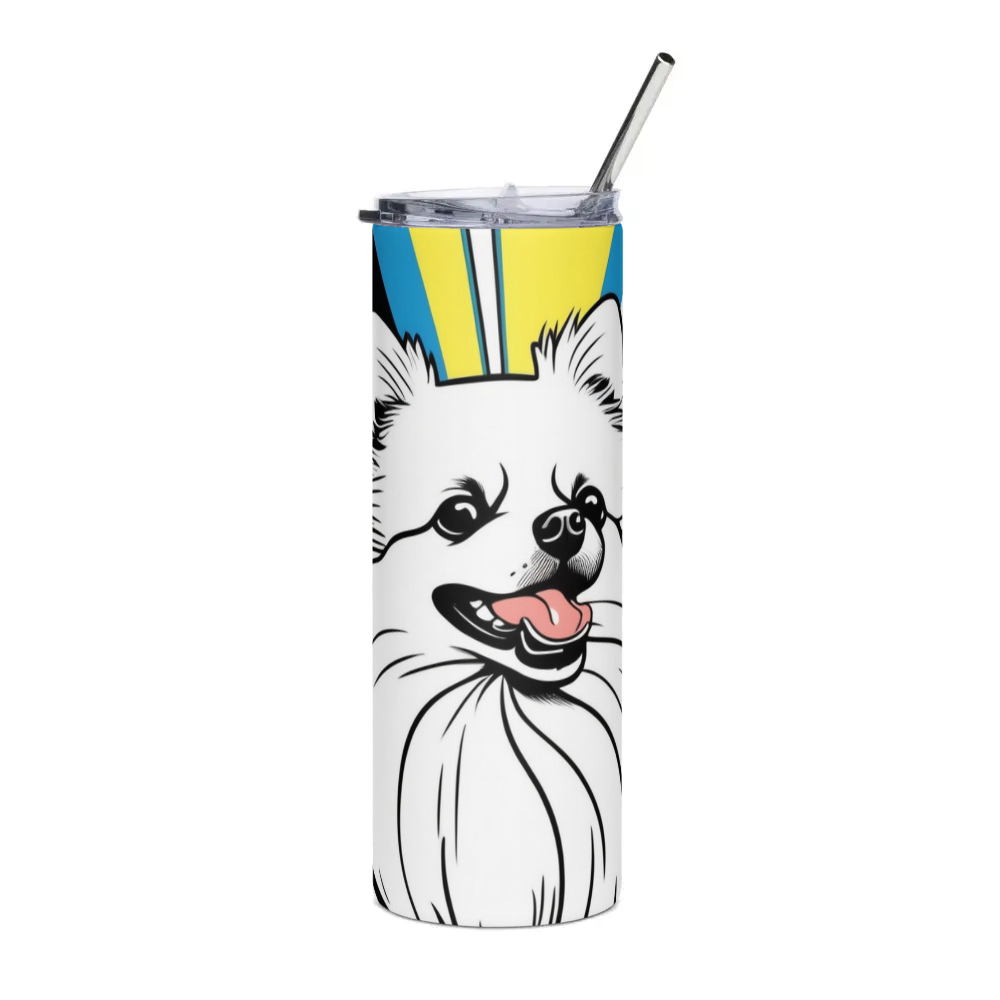PugMug Custom White Pomeranian Stainless Steel Tumbler