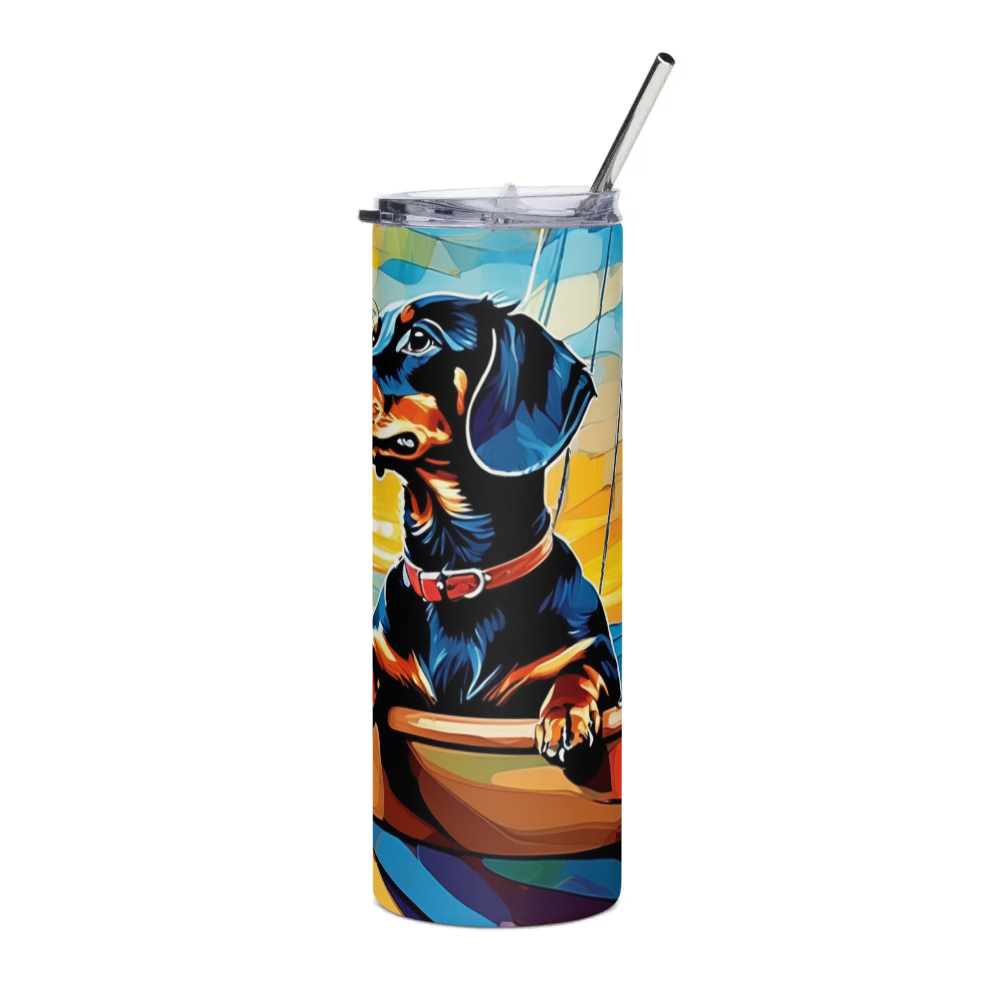 PugMug Custom Black Dachshund Stainless Steel Tumbler