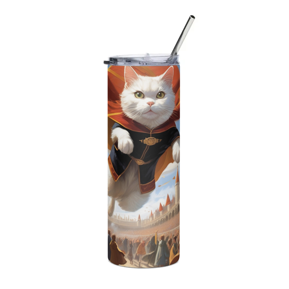 PugMug Custom White Companion Cat Stainless Steel Tumbler