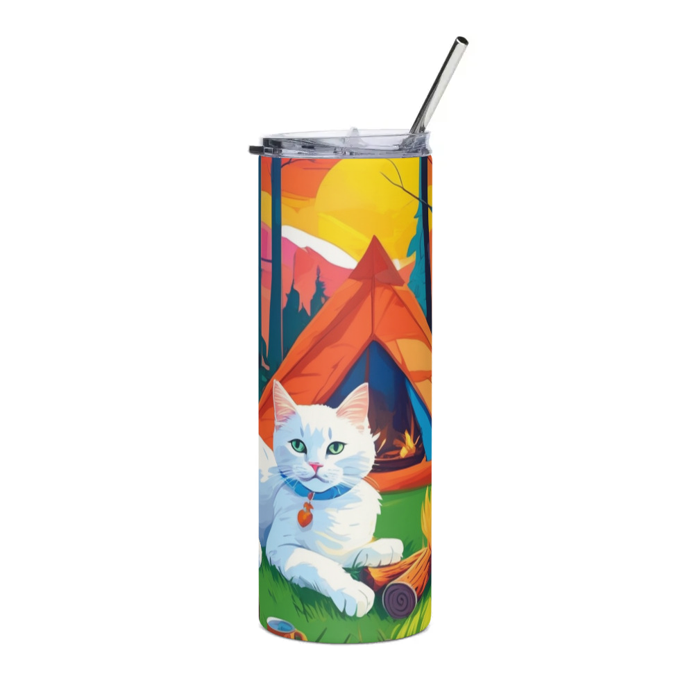 PugMug Custom White Companion Cat Stainless Steel Tumbler