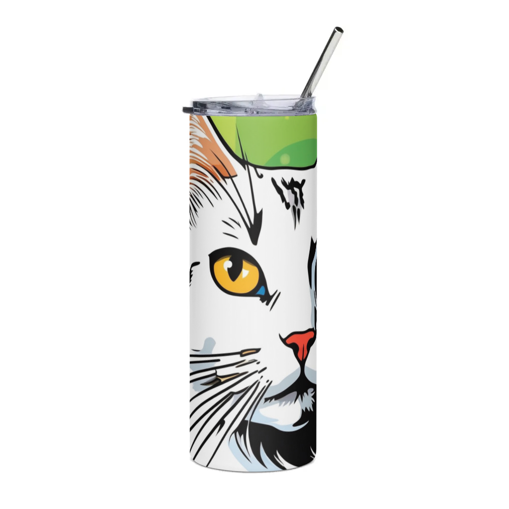 PugMug Custom White Companion Cat Stainless Steel Tumbler