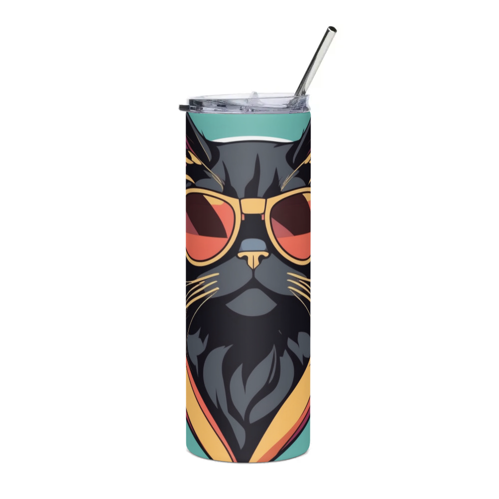 PugMug Custom Black Persian Cat Stainless Steel Tumbler