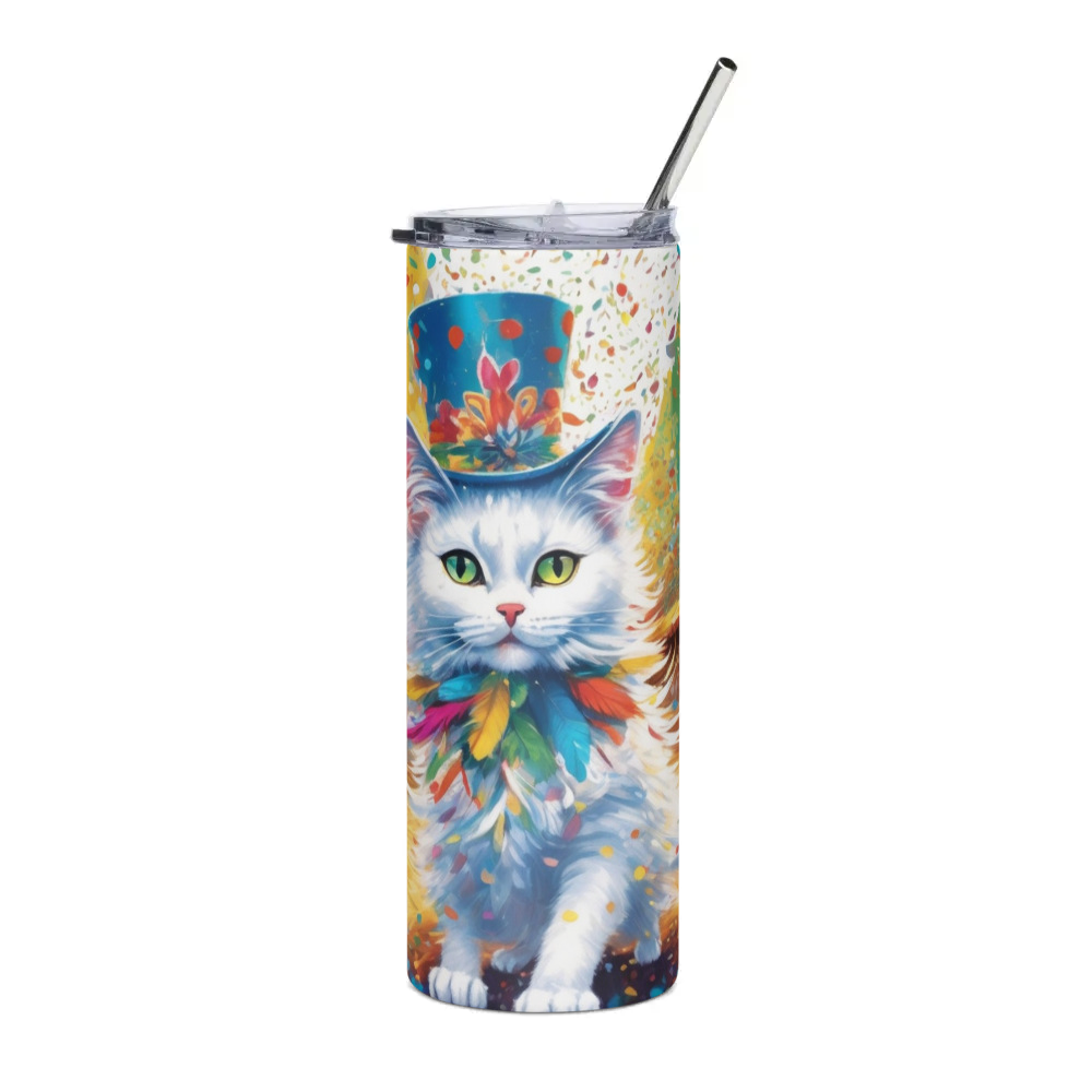 PugMug Custom White Companion Cat Stainless Steel Tumbler