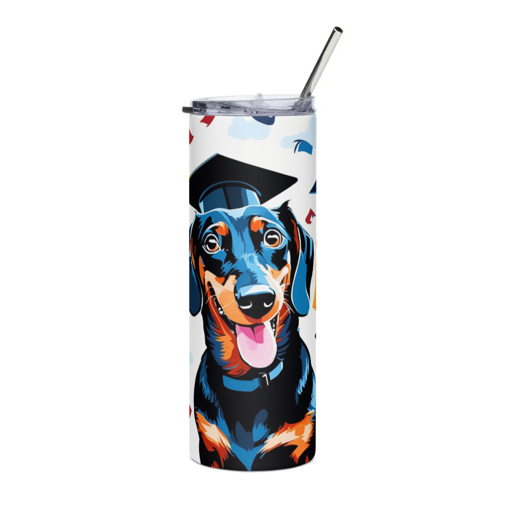 PugMug Custom Black Dachshund Stainless Steel Tumbler