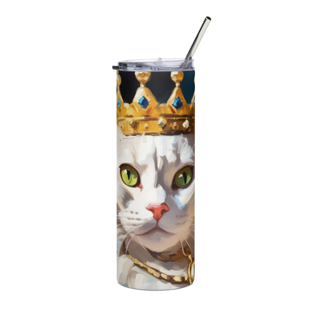 PugMug Custom White Companion Cat Stainless Steel Tumbler