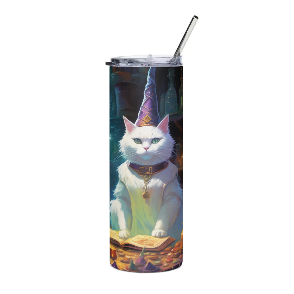 PugMug Custom White Companion Cat Stainless Steel Tumbler