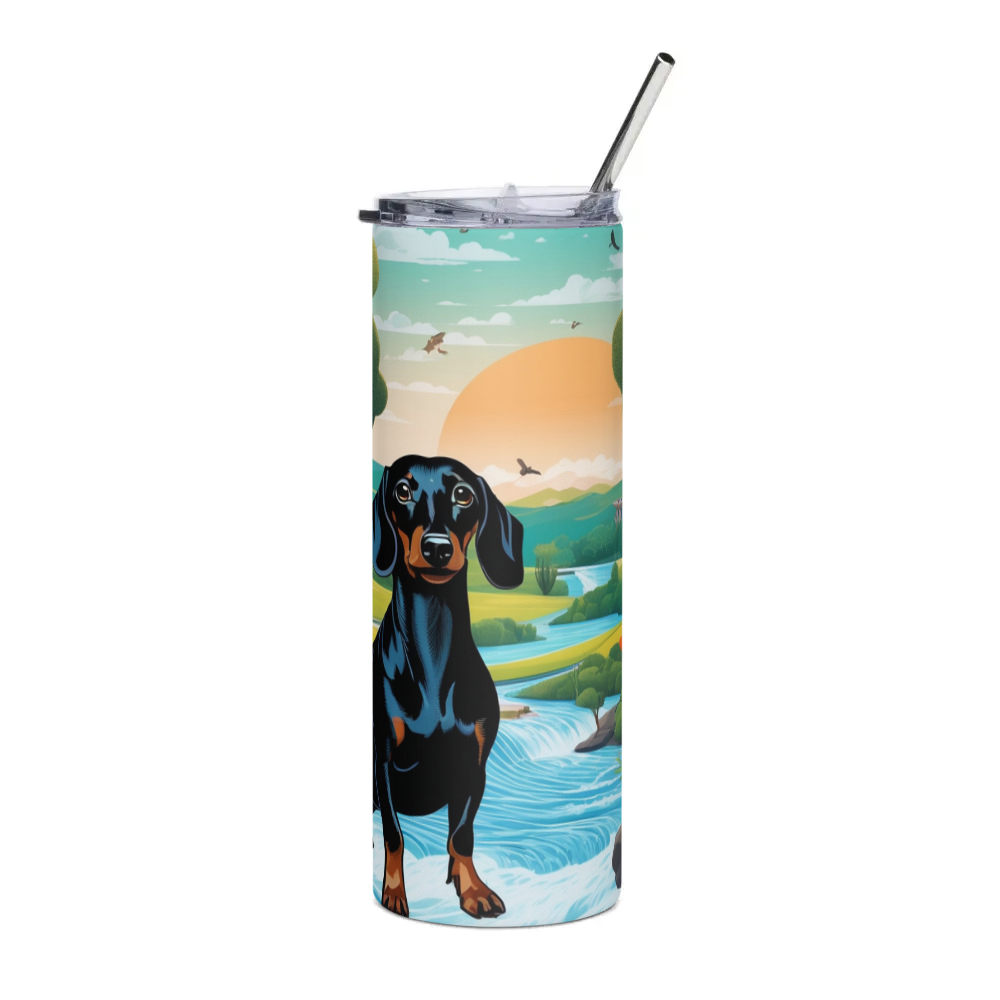 PugMug Custom Black Dachshund Stainless Steel Tumbler