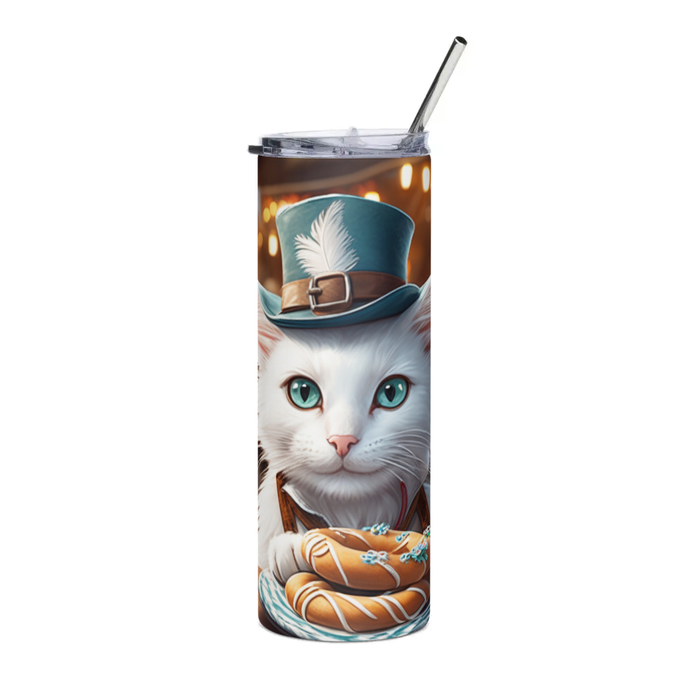 PugMug Custom White Companion Cat Stainless Steel Tumbler