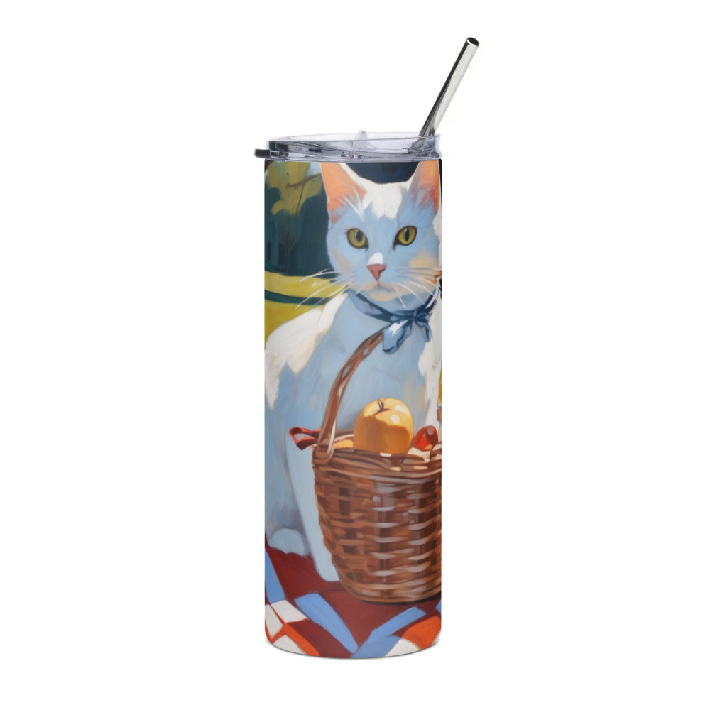 PugMug Custom White Companion Cat Stainless Steel Tumbler