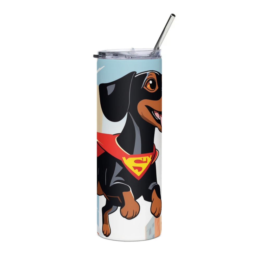 PugMug Custom Black Dachshund Stainless Steel Tumbler