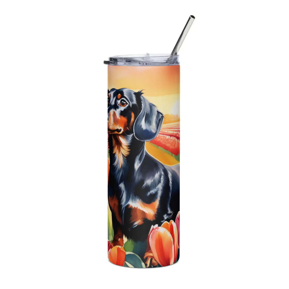 PugMug Custom Black Dachshund Stainless Steel Tumbler