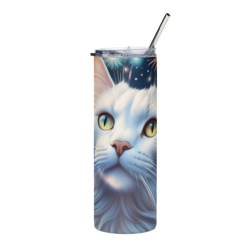 PugMug Custom White Companion Cat Stainless Steel Tumbler