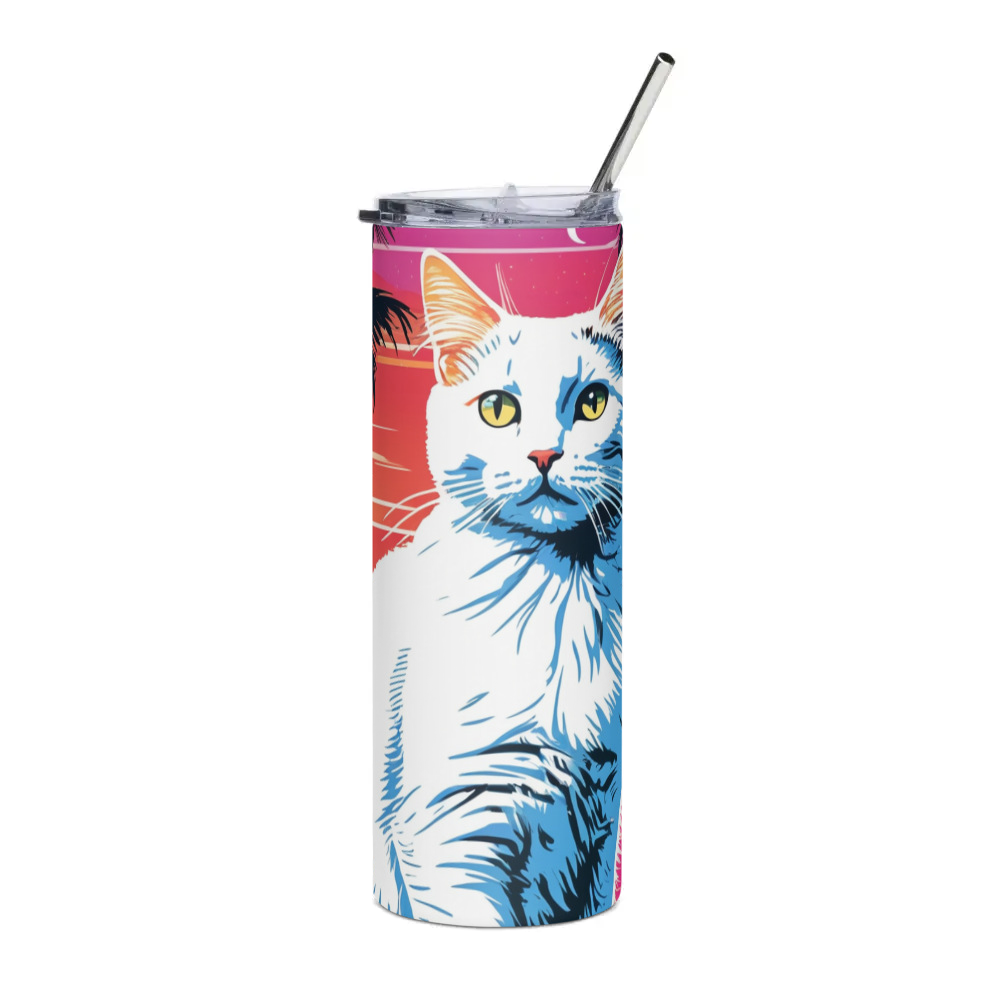 PugMug Custom White Companion Cat Stainless Steel Tumbler