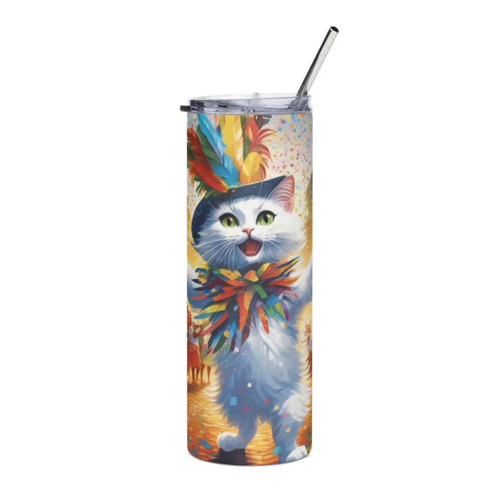 PugMug Custom White Companion Cat Stainless Steel Tumbler