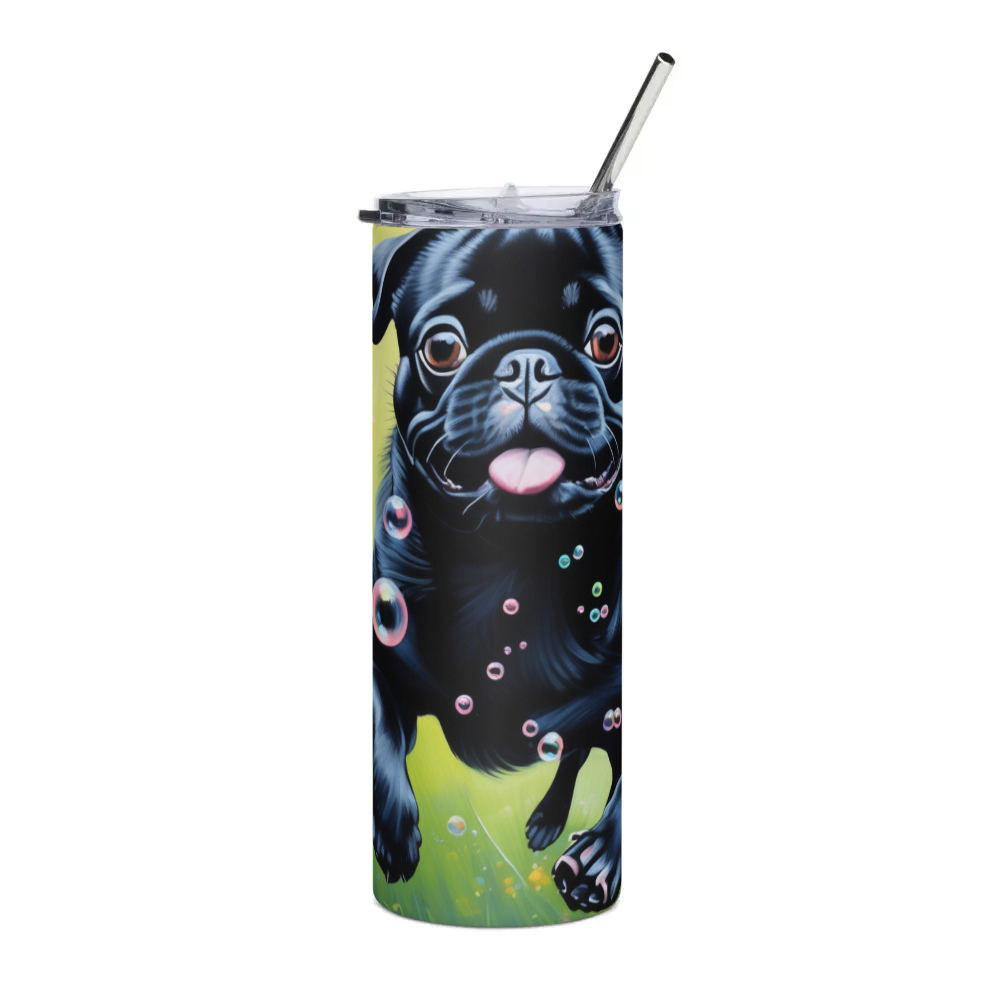 PugMug Custom Black Pug Stainless Steel Tumbler