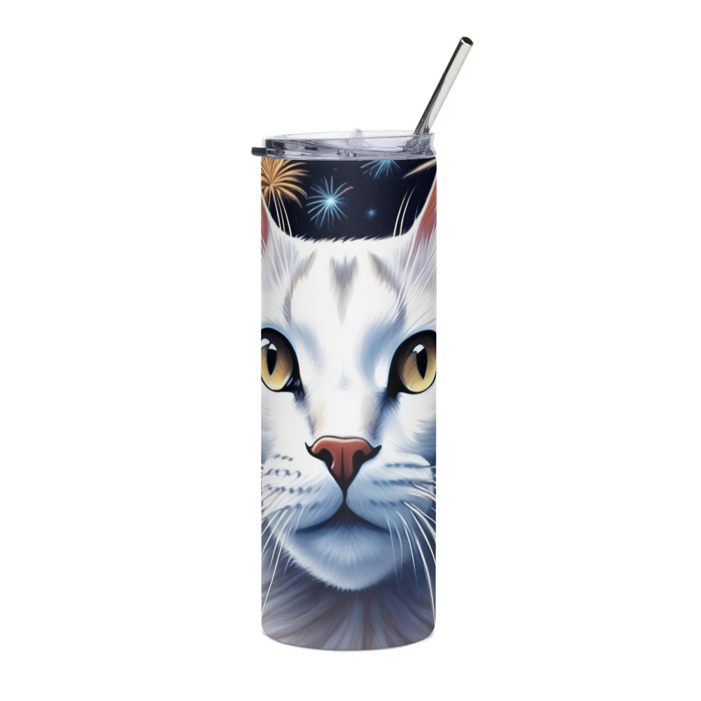 PugMug Custom White Abyssinian Cat Stainless Steel Tumbler