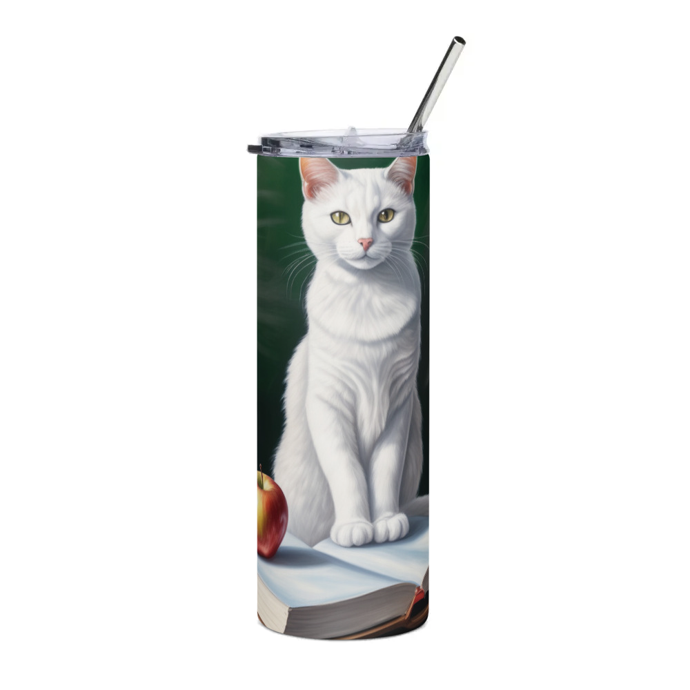 PugMug Custom White Companion Cat Stainless Steel Tumbler