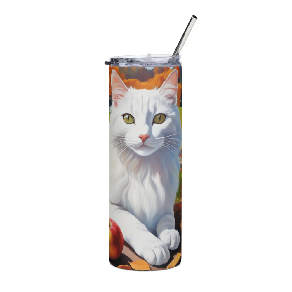 PugMug Custom White Companion Cat Stainless Steel Tumbler