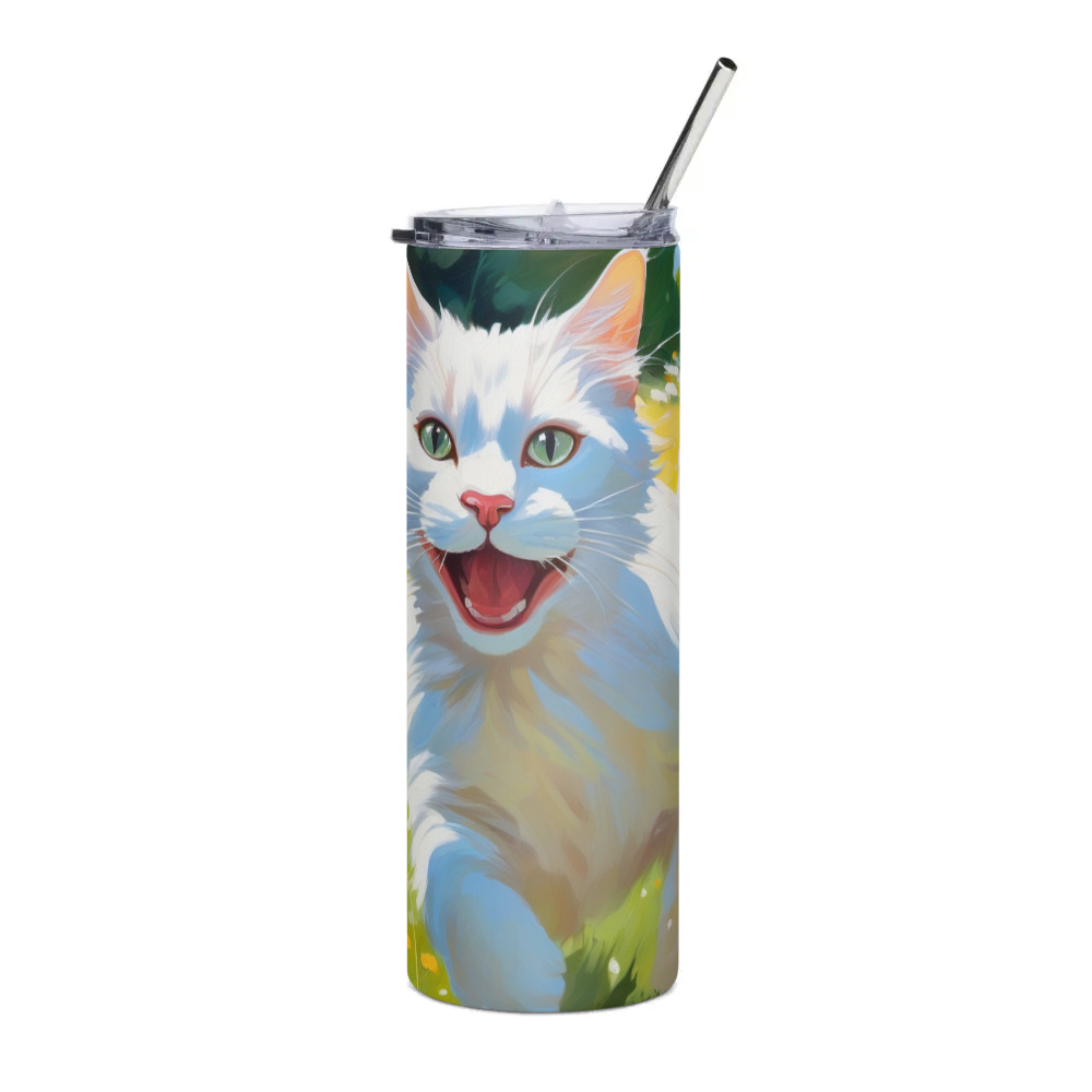 PugMug Custom White Companion Cat Stainless Steel Tumbler