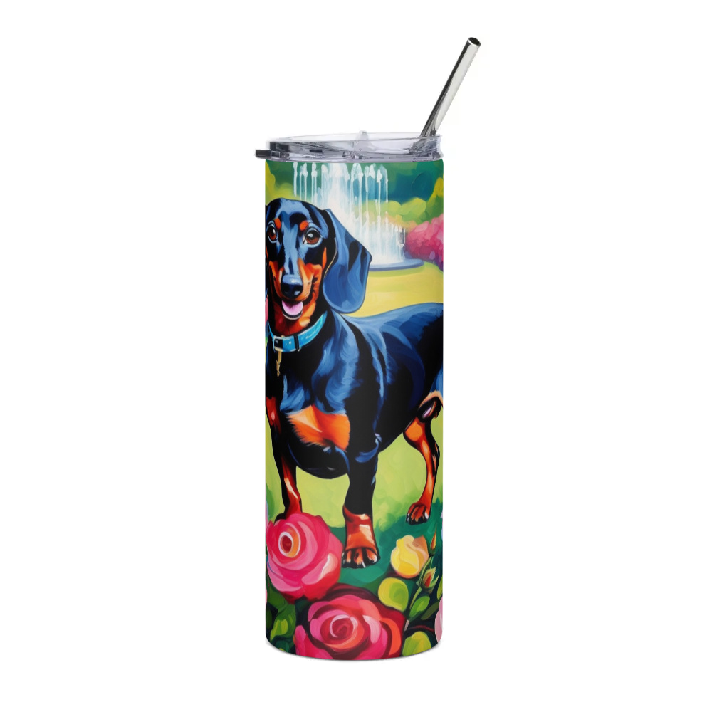 PugMug Custom Black Dachshund Stainless Steel Tumbler