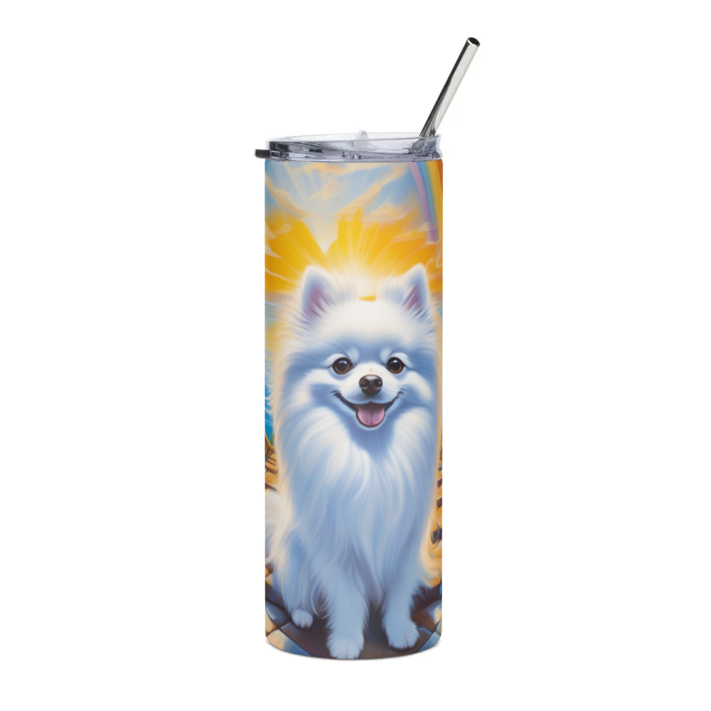 PugMug Custom White Pomeranian Stainless Steel Tumbler
