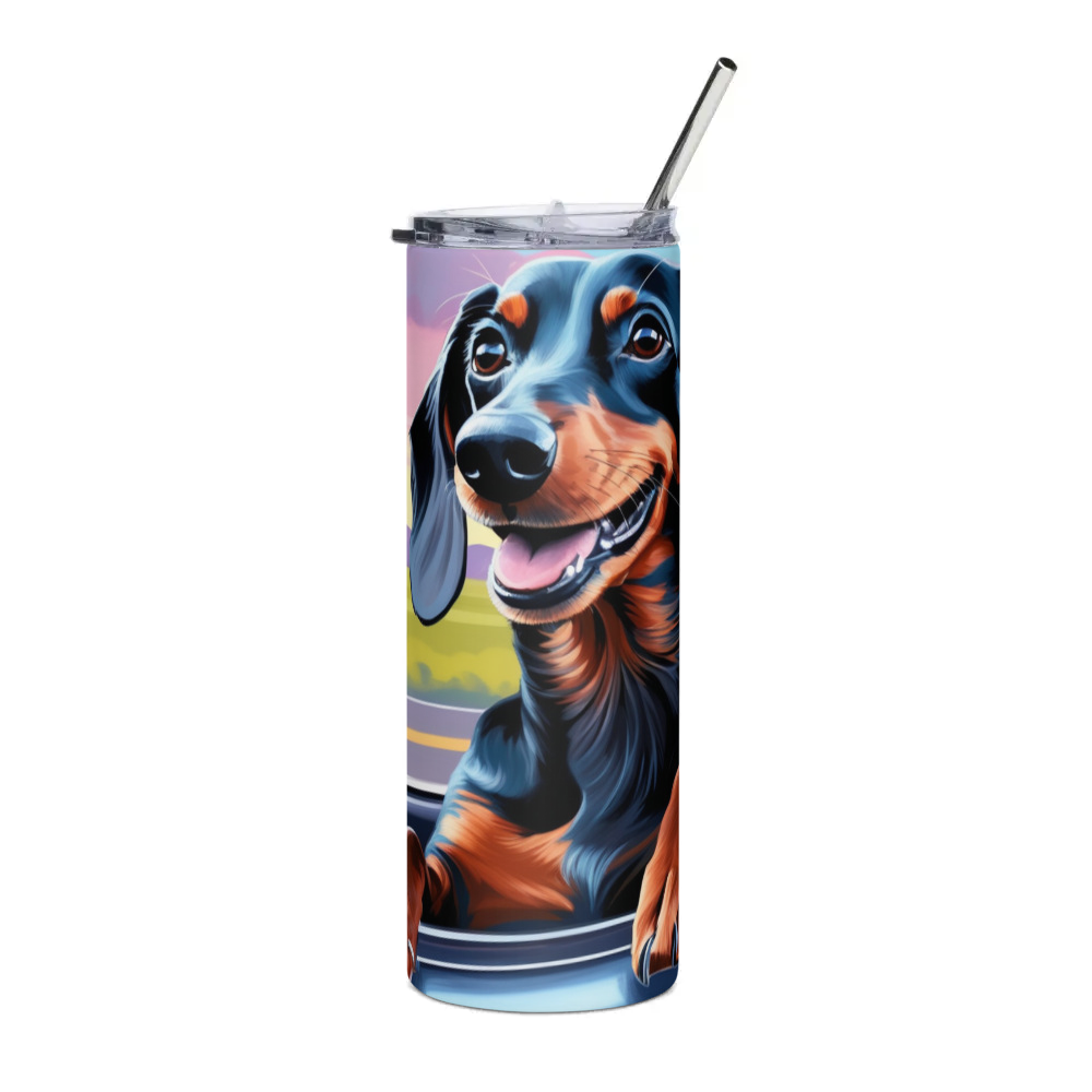 PugMug Custom Black Dachshund Stainless Steel Tumbler