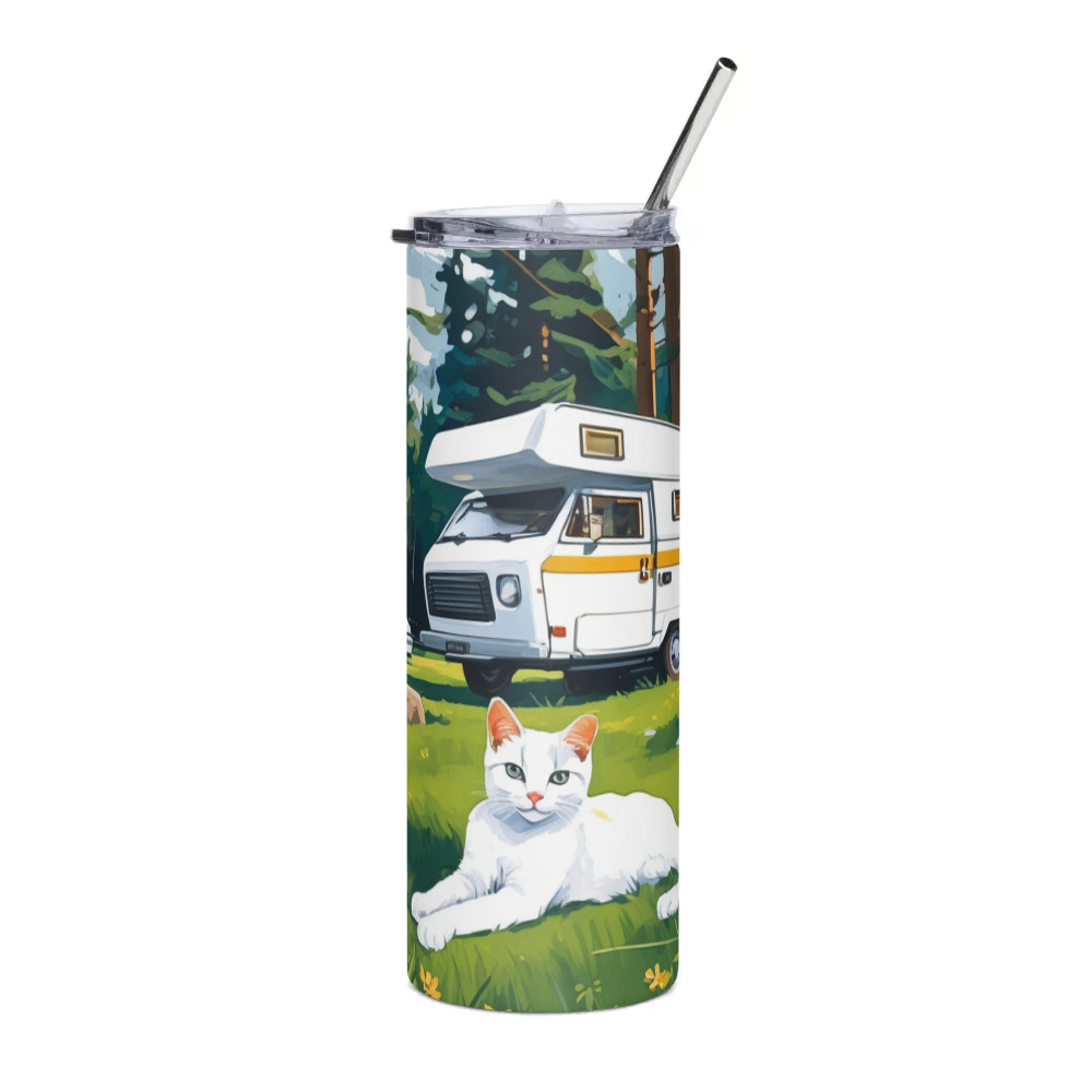 PugMug Custom White Companion Cat Stainless Steel Tumbler