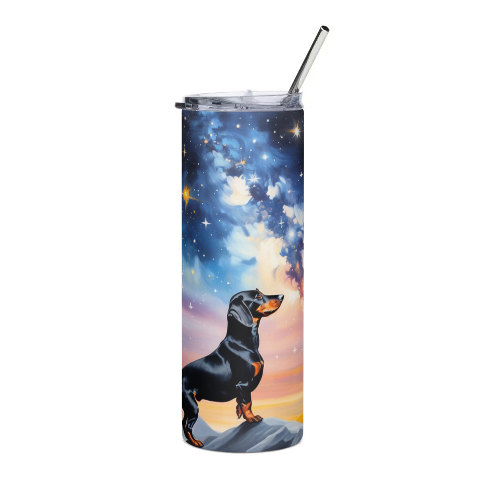 PugMug Custom Black Dachshund Stainless Steel Tumbler