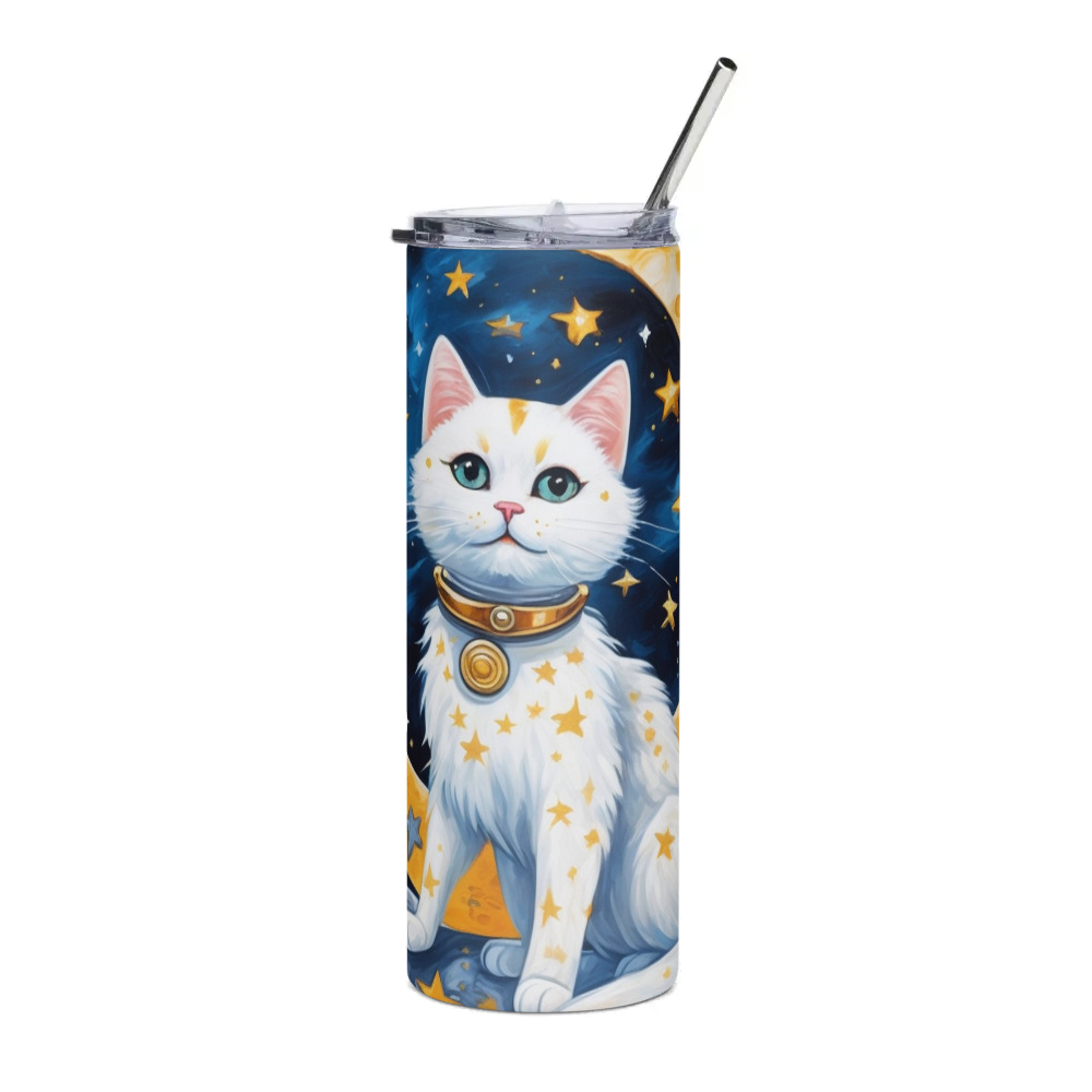 PugMug Custom White Companion Cat Stainless Steel Tumbler